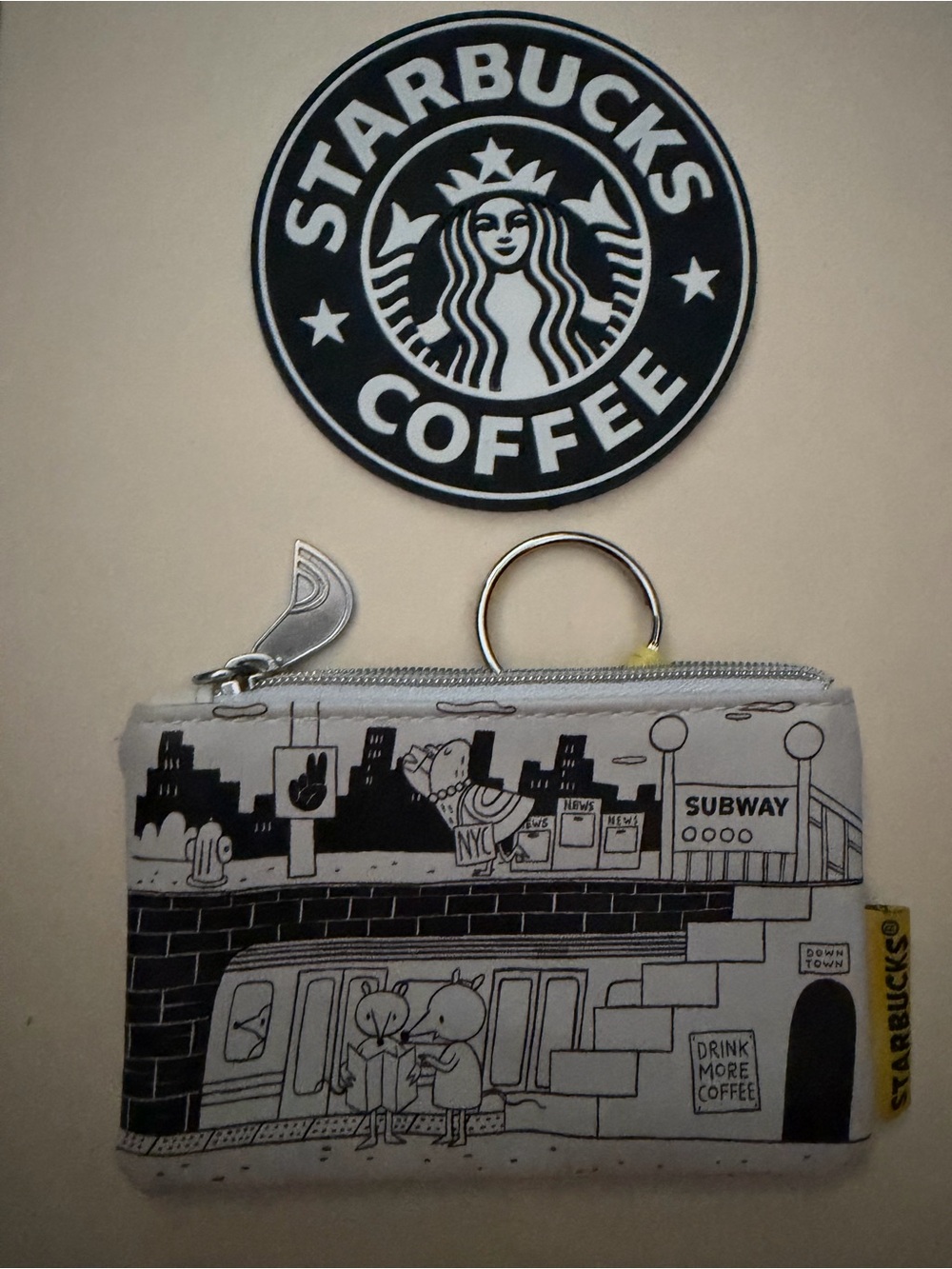 Starbucks Bundle - NYC Skyline Coin Pouch w/Keyring & Car Coaster NWOT
